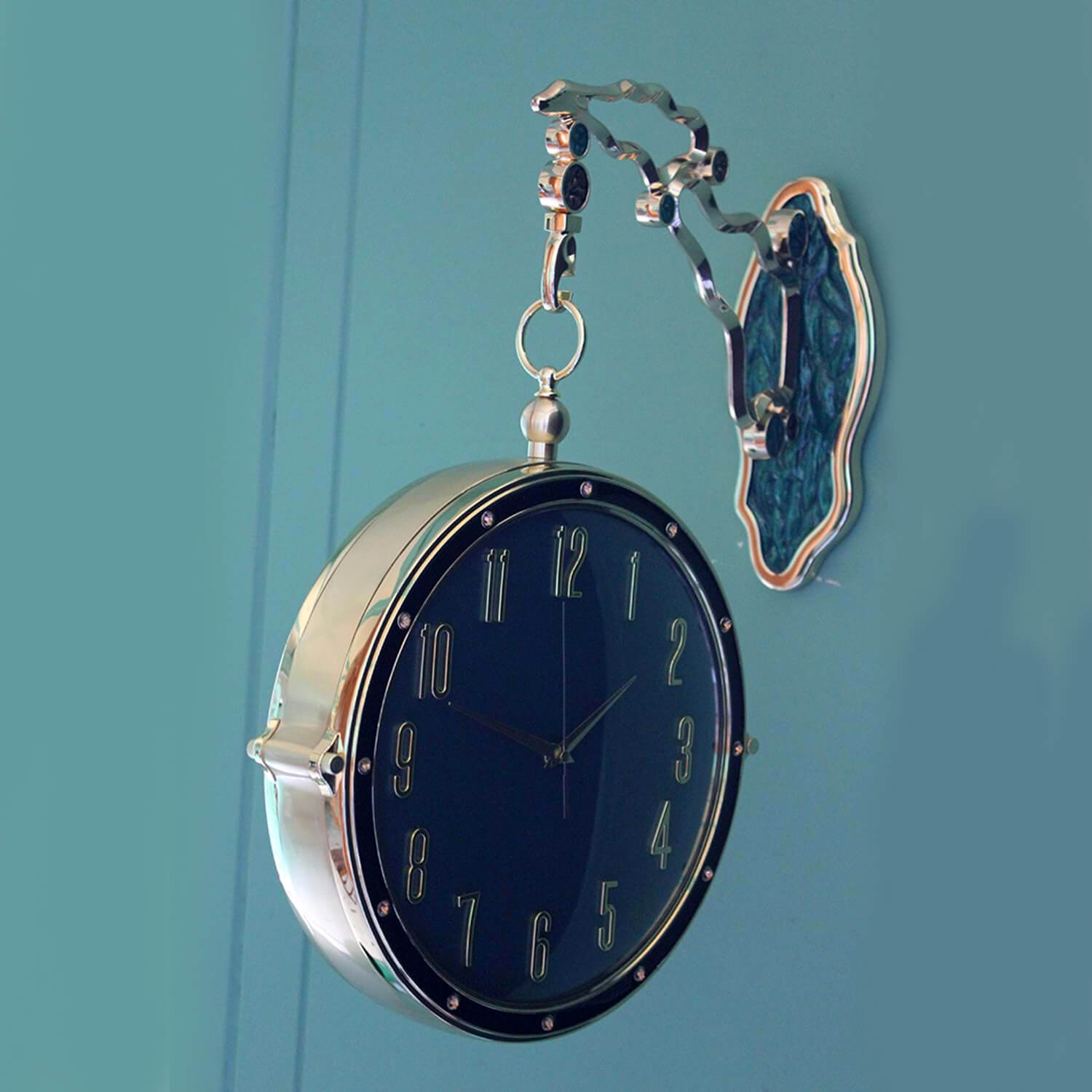 Duvara Asmalı Metal İstasyon Saati – 50x34 cm Dekoratif Retro Duvar Saati