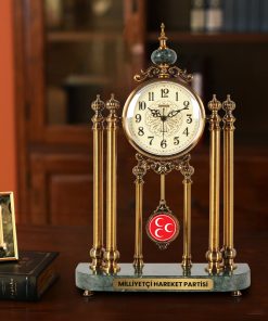Kişiye Özel Masa Üstü Sarkaçlı Saat – Mermer Tabanlı Metal Gövde | 42x28 cm Kurumsal Hediye - Görsel 3