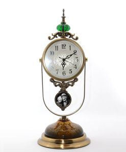 Kişiye Özel Sarkaçlı Masa Üstü Saat – 1. Sınıf Metal Gövdeli Lüks Dekoratif Ofis Saati (40×17 cm)