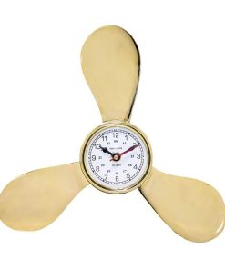 Pirinç Pervane Tasarımlı Duvar Saati – Denizci Temalı Dekoratif Duvar Aksesuarı (30 cm)