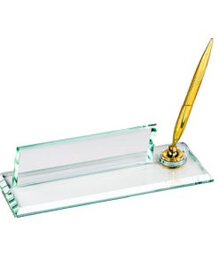 Alternative view of Gold Kalemli Şeffaf Kristal Masa İsimliği – Şık ve Özel Yeni İş Hediyesi