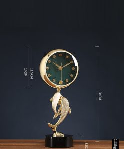 Alternative view of Yunus Balığı Tasarımlı Masa Üstü Saat – 34x13 cm Metal Gövdeli Dekoratif Deniz Temalı Ofis Saati