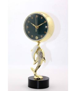 Yunus Balığı Tasarımlı Masa Üstü Saat – 34x13 cm Metal Gövdeli Dekoratif Deniz Temalı Ofis Saati