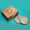 Ahşap Kutulu Kapaklı Pirinç Pusula 11x10 cm – Vintage Navigasyon ve Lüks Hediye Seti