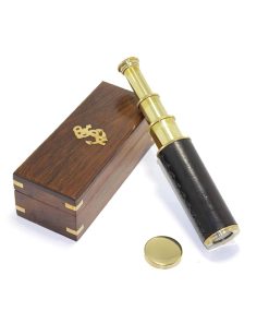 Ahşap Kutulu Pirinç Dürbün – Retro Denizcilik Koleksiyon Ürünü