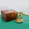 Ahşap Kutulu Pusulalı Altın Sarısı Dürbün – 17x12 cm Hediyelik Koleksiyon Parçası