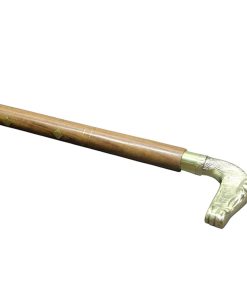 Pirinç At Başlıklı Baston – Ahşap Gövde, Detaylı Pirinç At Büstü Sap Tasarımı, 100 cm
