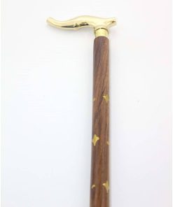 Pirinç Başlıklı Ahşap Baston – Kullanıma Uygun Dayanıklı Klasik Model (93 cm)