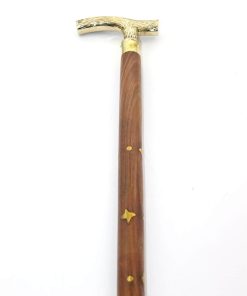 Pirinç ve Ahşap Karışımı Dayanıklı Baston – Kullanılabilir ve Şık Klasik Model (93 cm)