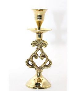 Şık Desenli Tekli Pirinç Şamdan – Gold Renk Dekoratif Şamdan