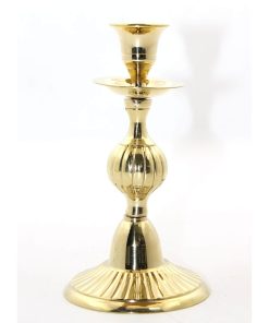 Tamamı Pirinçten Üretilmiş Tekli Şamdan – Gold Renk Dekoratif Şamdan (16 cm)
