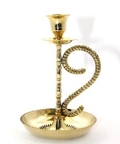 Tamamı Pirinçten Üretilmiş Tekli Şamdan – Gold Renk Klasik Masa Üstü Şamdan (17×10 cm)